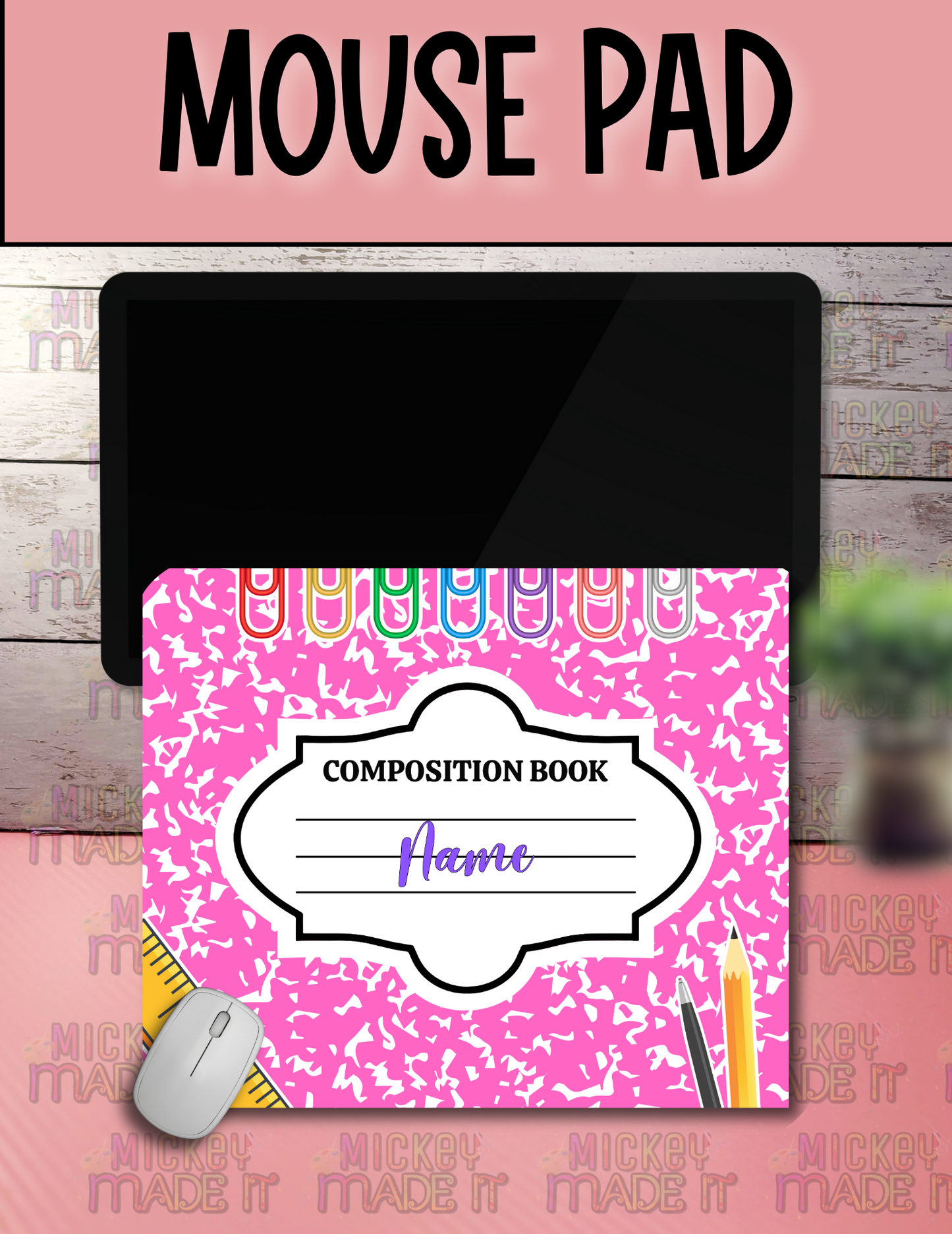 Composition Notebook Inspired - Personalized Mouse Pad