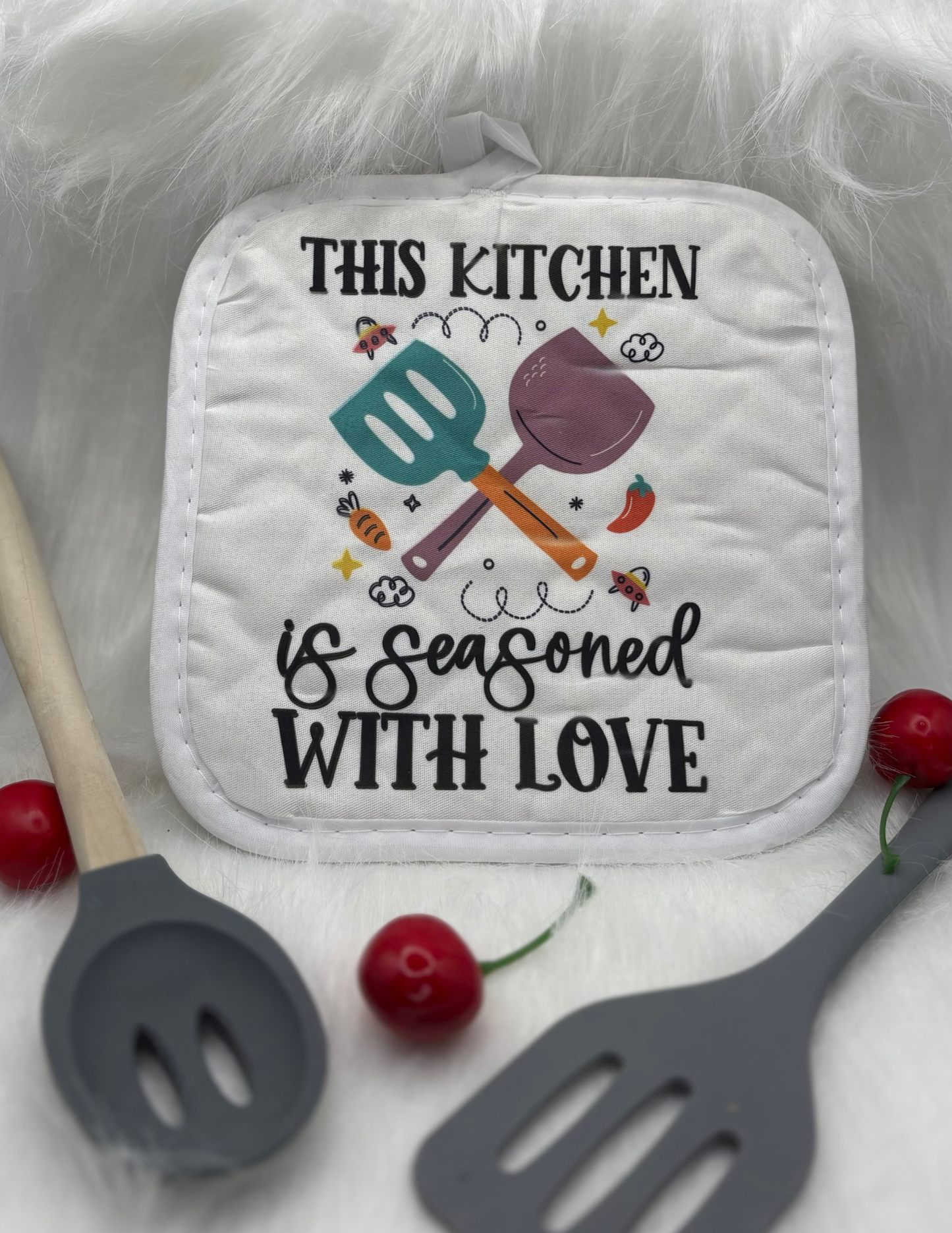 This Kitchen Seasoned with Love – Funny Kitchen Pot Holder